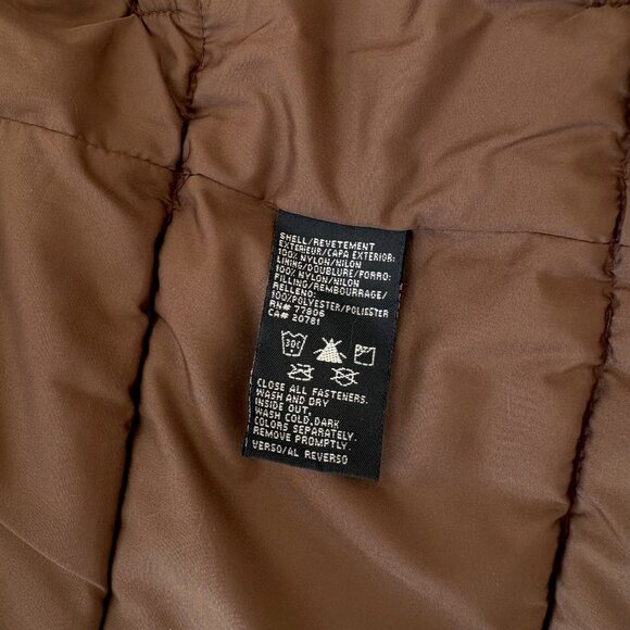 Tommy Jeans Vintage Brown Padded Vest Faux Fur Hood Removable Size S - Picture 14 of 15